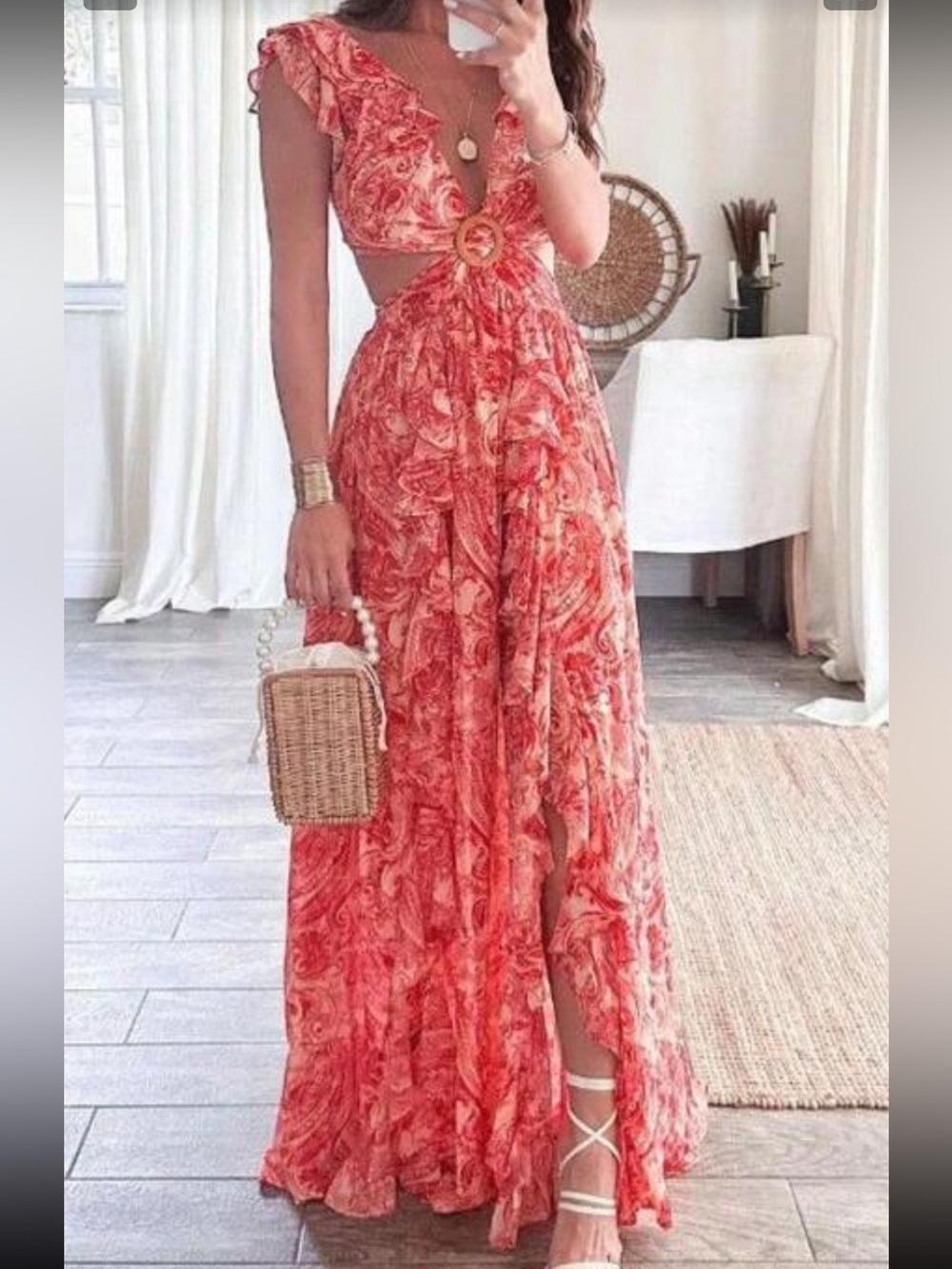 Red Paisley Maxi dress